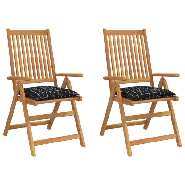 ARDEBO.de - Stuhlkissen 2 Stk. Schwarz Karomuster 40x40x7 cm Stoff