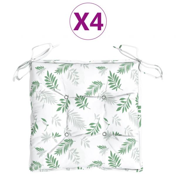 Stuhlkissen 4 Stk. Blattmuster 40x40x7 cm Stoff