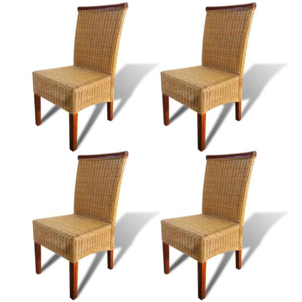 ARDEBO.de - Esszimmerstühle 4 Stk. Braun Natur Rattan