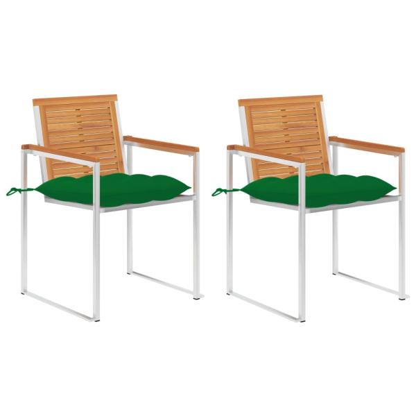 ARDEBO.de - Gartenstühle mit Kissen 2 Stk. Massivholz Akazie und Stahl