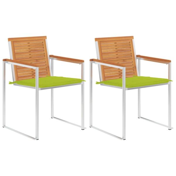 ARDEBO.de - Gartenstühle mit Kissen 2 Stk. Massivholz Akazie und Stahl