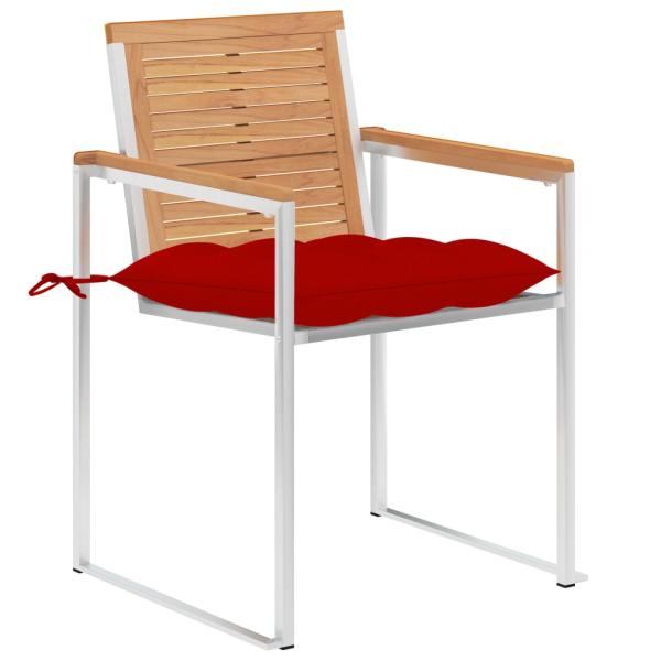 Gartenstühle mit Kissen 2 Stk. Massivholz Teak und Stahl