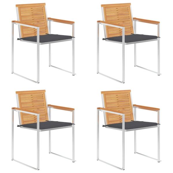 ARDEBO.de - 4 Stk. Gartenstühle mit Kissen Massivholz Teak