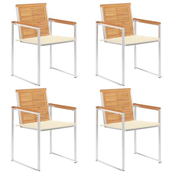 ARDEBO.de - 4 Stk. Gartenstühle mit Kissen Massivholz Teak