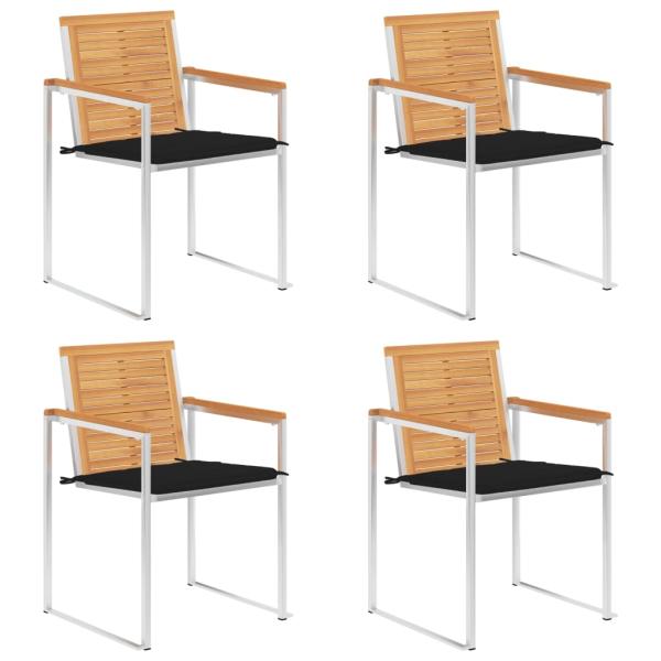 ARDEBO.de - Gartenstühle 4 Stk. mit Kissen Massivholz Teak