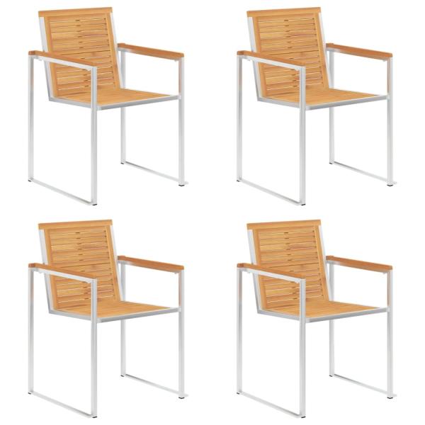 Gartenstühle 4 Stk. mit Kissen Massivholz Teak