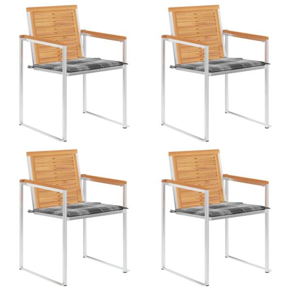 ARDEBO.de - Gartenstühle 4 Stk. mit Kissen Massivholz Teak