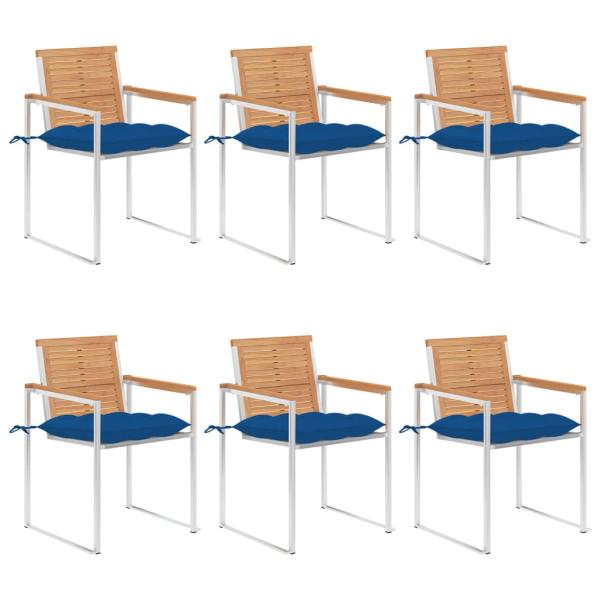 ARDEBO.de - Gartenstühle 6 Stk. mit Kissen Massivholz Teak