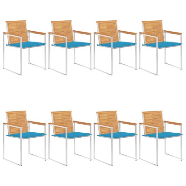 ARDEBO.de - Gartenstühle 8 Stk. mit Kissen Massivholz Teak