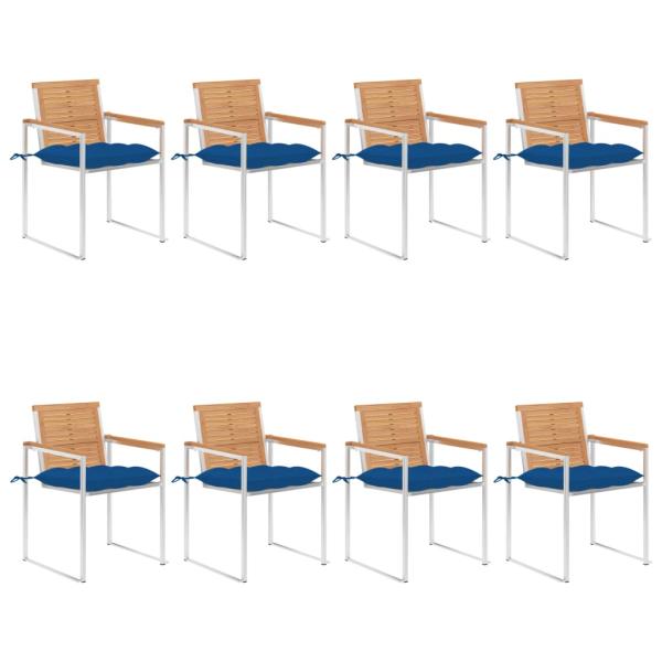 ARDEBO.de - Gartenstühle 8 Stk. mit Kissen Massivholz Teak