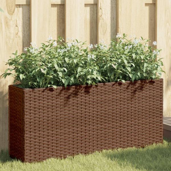 ARDEBO.de - Pflanzkübel mit 2 Töpfen 2 Stk. Braun 90x20x40 cm Poly Rattan