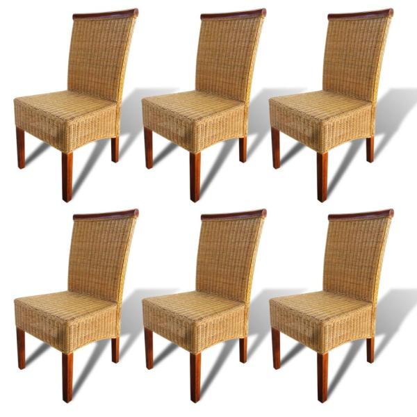 ARDEBO.de - Esszimmerstühle 6 Stk. Natur Rattan Braun