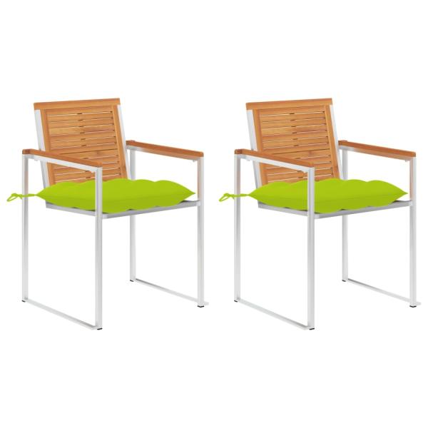 ARDEBO.de - Gartenstühle mit Kissen 2 Stk. Massivholz Akazie und Stahl