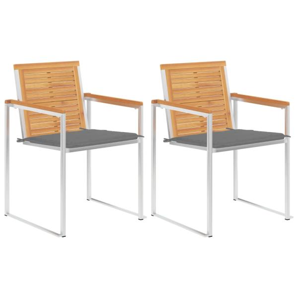 ARDEBO.de - Gartenstühle mit Kissen 2 Stk. Massivholz Teak und Stahl