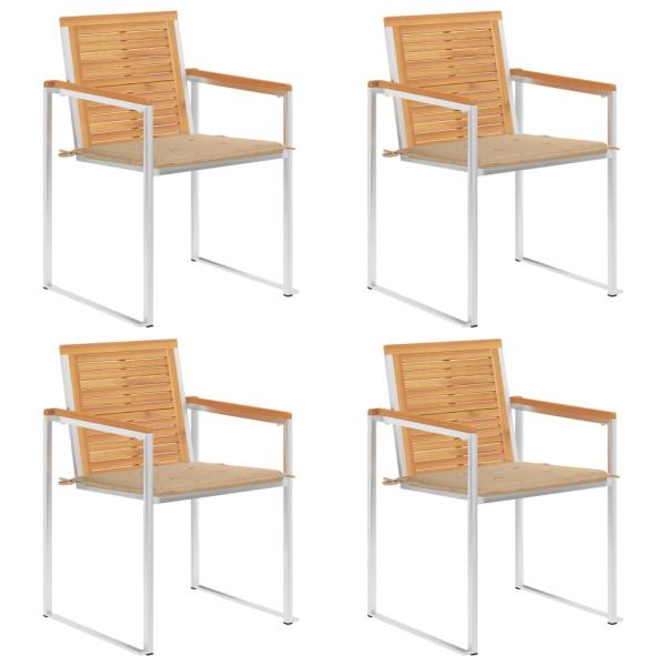 ARDEBO.de - Gartenstühle 4 Stk. mit Kissen Massivholz Teak