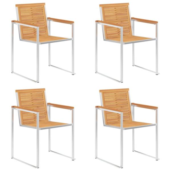 Gartenstühle 4 Stk. mit Kissen Massivholz Teak