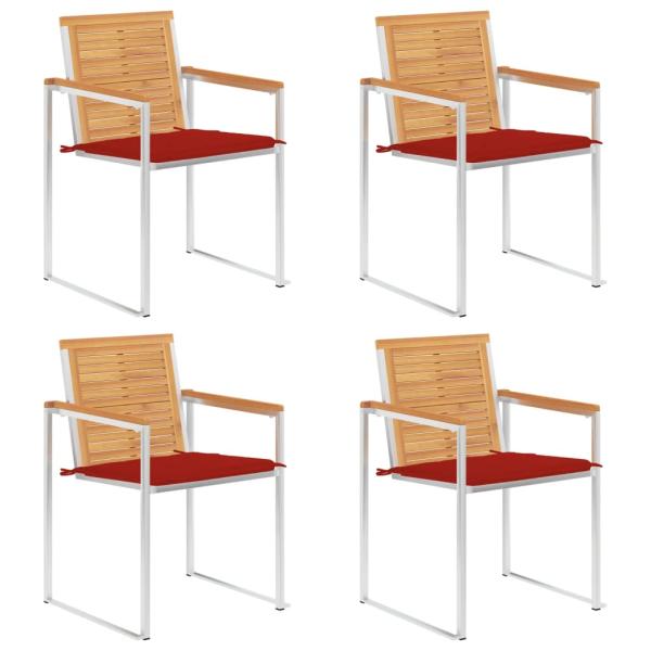 ARDEBO.de - Gartenstühle 4 Stk. mit Kissen Massivholz Teak