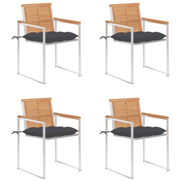 ARDEBO.de - Gartenstühle 4 Stk. mit Kissen Massivholz Teak