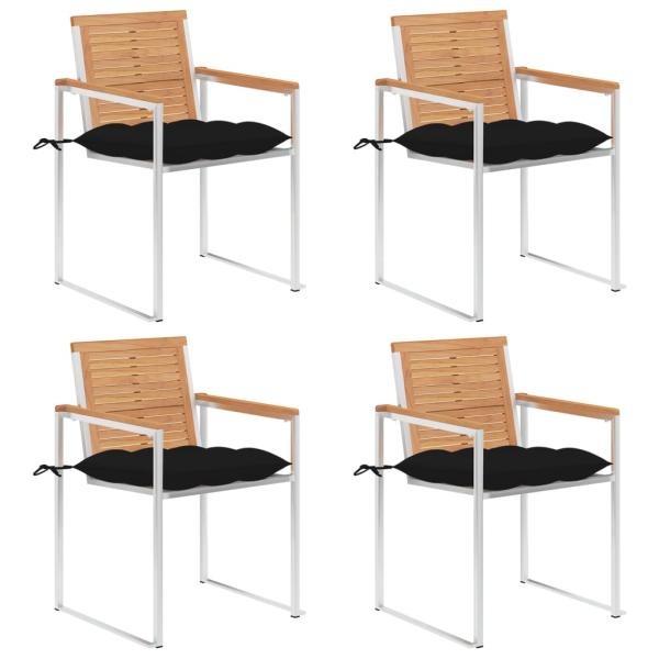 ARDEBO.de - Gartenstühle 4 Stk. mit Kissen Massivholz Teak