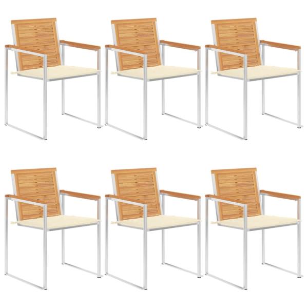 ARDEBO.de - 6 Stk. Gartenstühle mit Kissen Massivholz Teak
