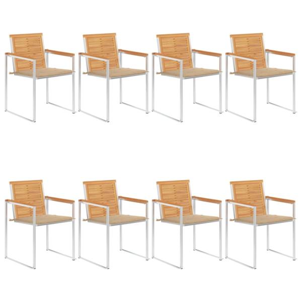 ARDEBO.de - Gartenstühle 8 Stk. mit Kissen Massivholz Teak