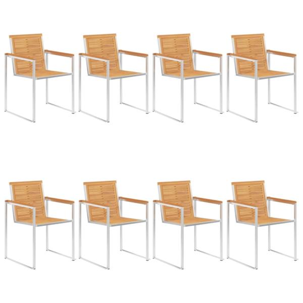 Gartenstühle 8 Stk. mit Kissen Massivholz Teak