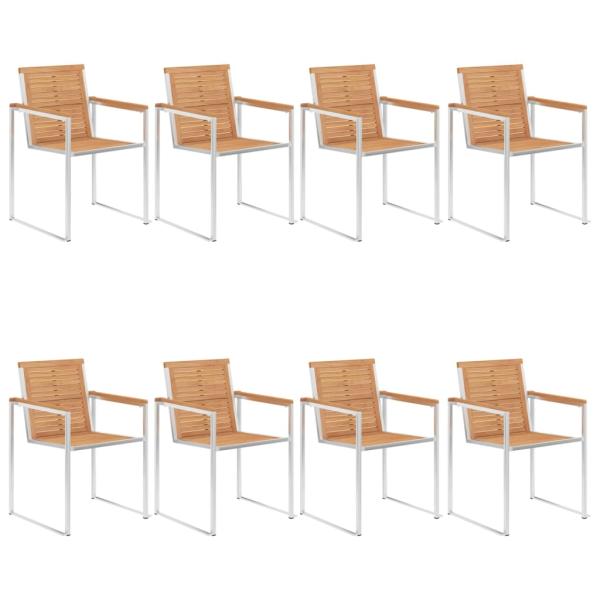 Gartenstühle 8 Stk. mit Kissen Massivholz Teak