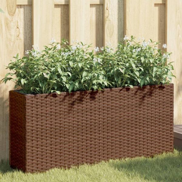 ARDEBO.de - Hochbeet mit 2 Fächern Braun 90x20x40 cm Poly Rattan