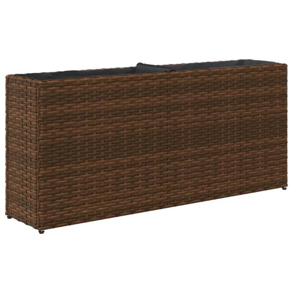 Hochbeet mit 2 Fächern Braun 90x20x40 cm Poly Rattan