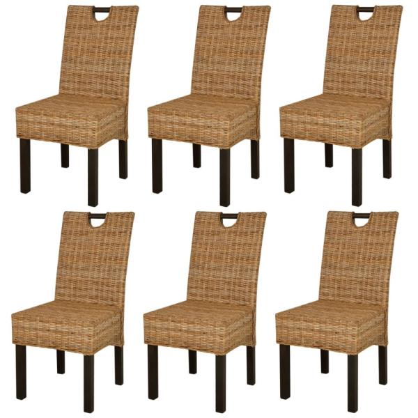 ARDEBO.de - Esszimmerstühle 6 Stk. Kubu-Rattan Mangoholz