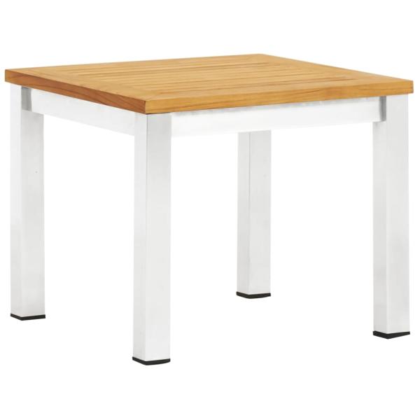 ARDEBO.de - Garten-Beistelltisch 45 x 45 x 38 cm Teak Massivholz Edelstahl