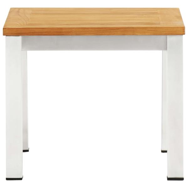 Garten-Beistelltisch 45 x 45 x 38 cm Teak Massivholz Edelstahl