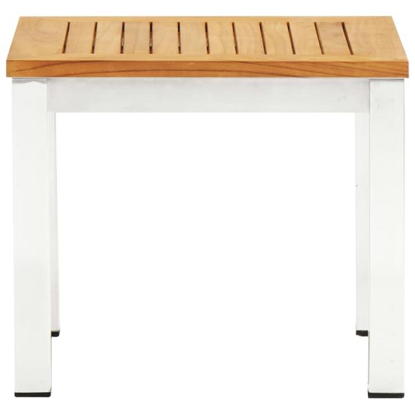 Garten-Beistelltisch 45 x 45 x 38 cm Teak Massivholz Edelstahl