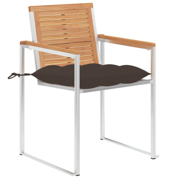 Gartenstühle mit Kissen 2 Stk. Massivholz Teak und Stahl