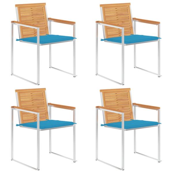 ARDEBO.de - Gartenstühle 4 Stk. mit Kissen Massivholz Teak
