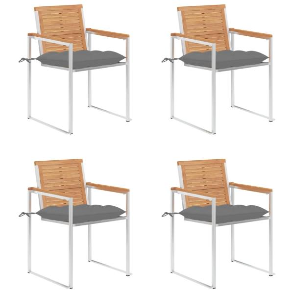 ARDEBO.de - Gartenstühle 4 Stk. mit Kissen Massivholz Teak