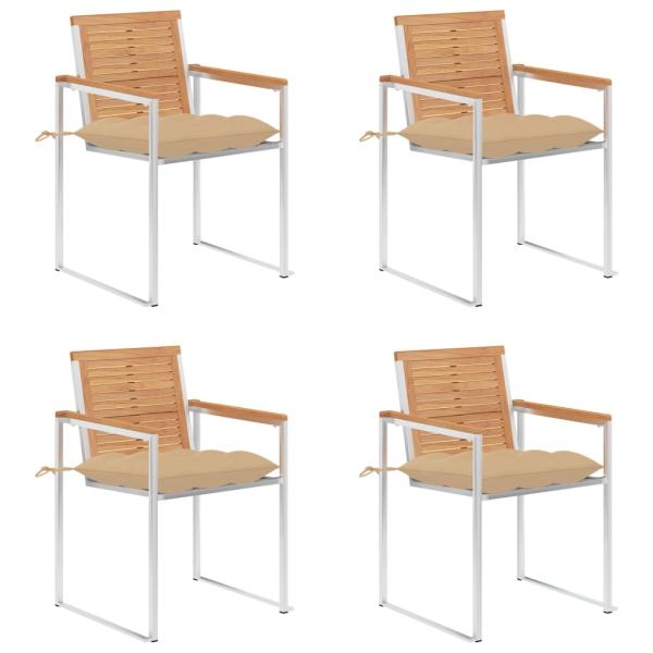 ARDEBO.de - Gartenstühle 4 Stk. mit Kissen Massivholz Teak