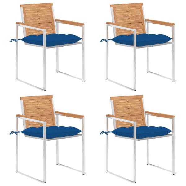 ARDEBO.de - Gartenstühle 4 Stk. mit Kissen Massivholz Teak