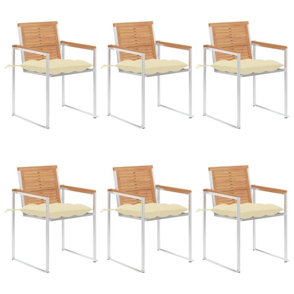ARDEBO.de - Gartenstühle 6 Stk. mit Kissen Massivholz Teak
