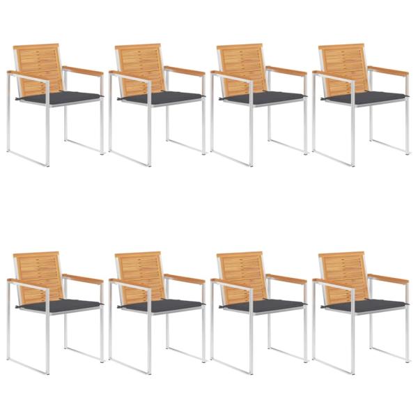 ARDEBO.de - 8 Stk. Gartenstühle mit Kissen Massivholz Teak