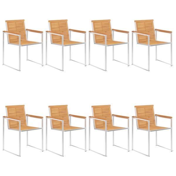 Gartenstühle 8 Stk. mit Kissen Massivholz Teak