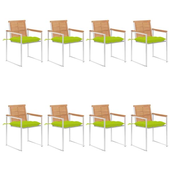 ARDEBO.de - Gartenstühle 8 Stk. mit Kissen Massivholz Teak