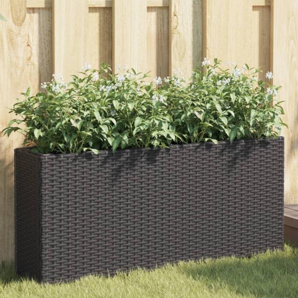 ARDEBO.de - Pflanzkübel mit 2 Töpfen 2 Stk. Schwarz 90x20x40 cm Poly Rattan