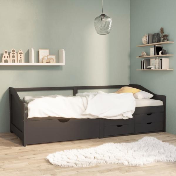 ARDEBO.de - Tagesbett 3-Sitzer mit Schubladen Grau Kiefernholz 90x200 cm