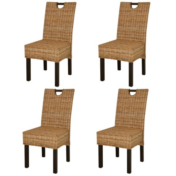 ARDEBO.de - Esszimmerstuhl 4 Stk. Kubu-Rattan Mangoholz