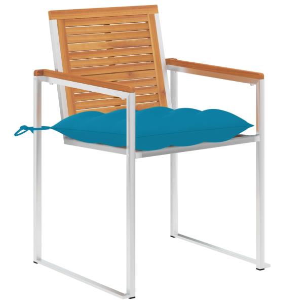 Gartenstühle mit Kissen 2 Stk. Massivholz Akazie und Stahl