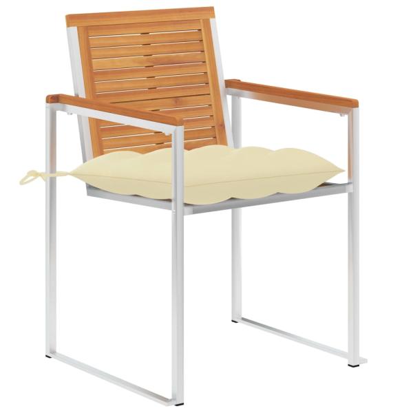 Gartenstühle mit Kissen 2 Stk. Massivholz Akazie und Stahl