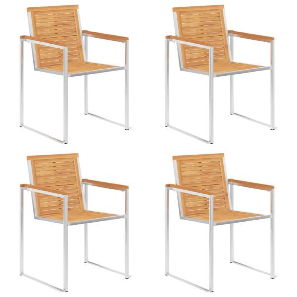 Gartenstühle 4 Stk. mit Kissen Massivholz Teak