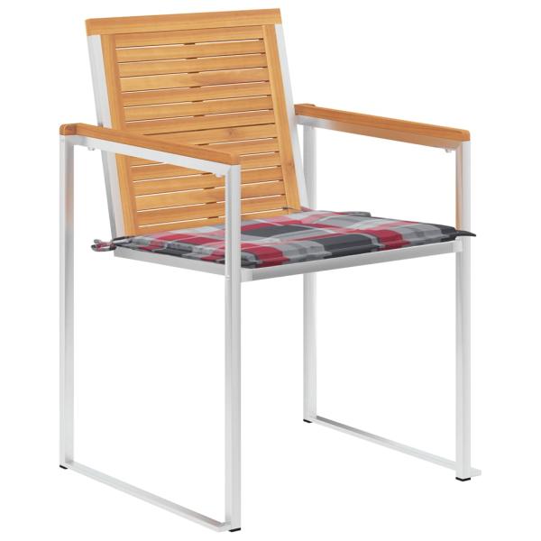 Gartenstühle 4 Stk. mit Kissen Massivholz Teak
