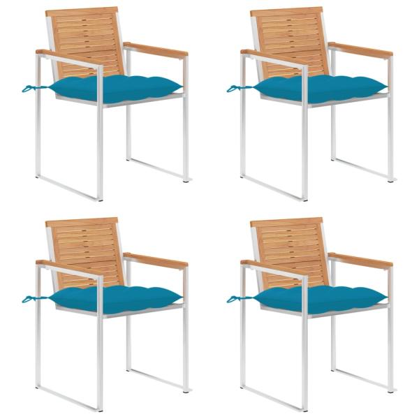 ARDEBO.de - Gartenstühle 4 Stk. mit Kissen Massivholz Teak